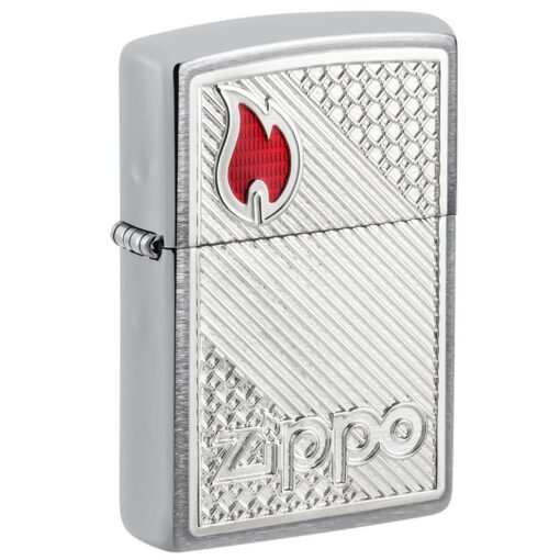 Zippo Tiles Emblem Design Brushed Chrome - 48126