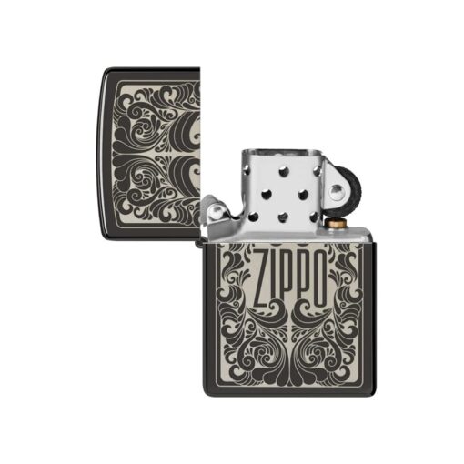 Zippo Logo Filigree Design High Polish Black - 48253 - Hình ảnh 2