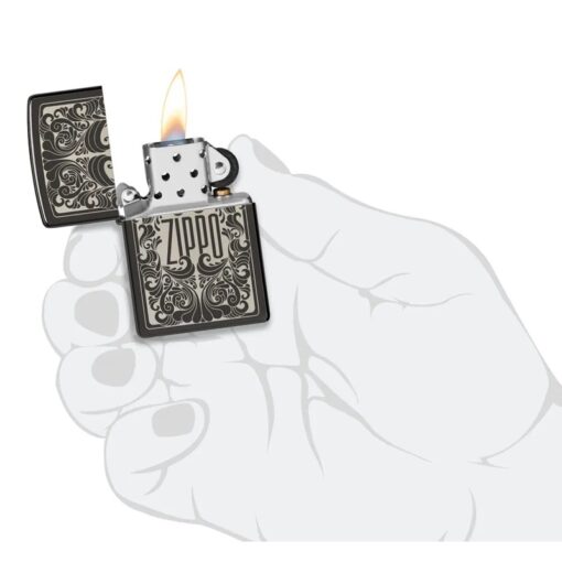 Zippo Logo Filigree Design High Polish Black - 48253 - Hình ảnh 5
