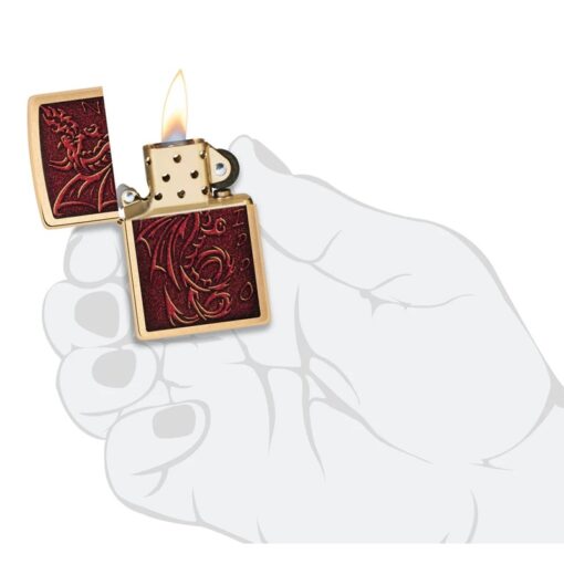 Zippo Medieval Mythological Dragon Brushed Brass - 48362 - Hình ảnh 5