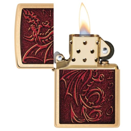 Zippo Medieval Mythological Dragon Brushed Brass - 48362 - Hình ảnh 4