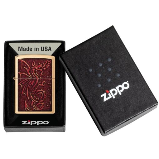 Zippo Medieval Mythological Dragon Brushed Brass - 48362 - Hình ảnh 6