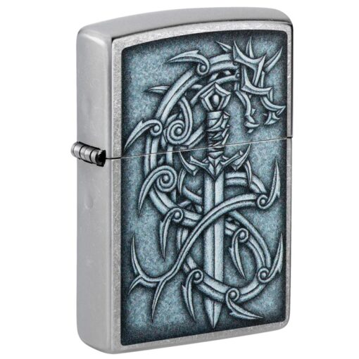 Zippo Medieval Dragon and Blade Street Chrome - 48365