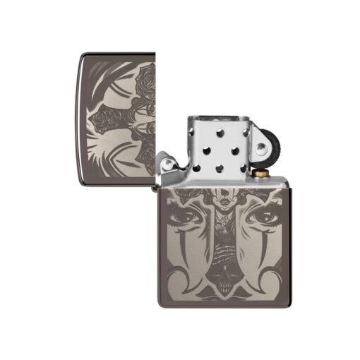 Zippo Day of the Dead Skull Cross Design Black Ice - 48411 - Hình ảnh 2