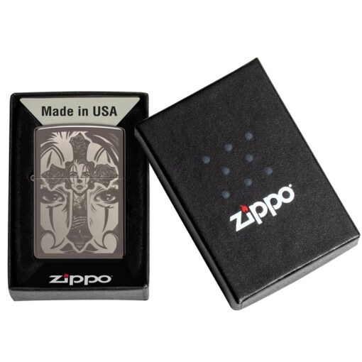Zippo Day of the Dead Skull Cross Design Black Ice - 48411 - Hình ảnh 6