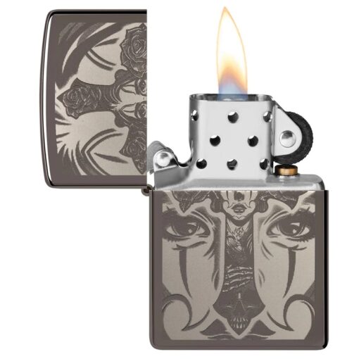 Zippo Day of the Dead Skull Cross Design Black Ice - 48411 - Hình ảnh 4