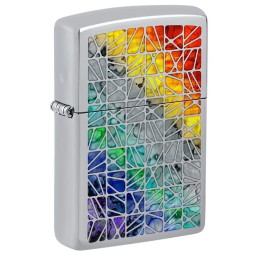Zippo Fusion Pattern Design High Polish Chrome - 48412