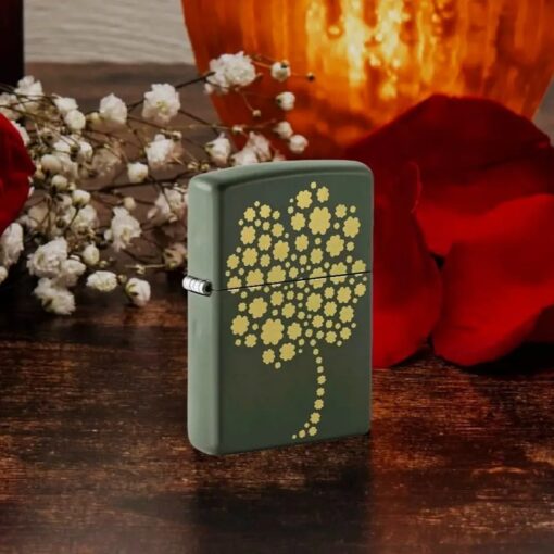 Zippo Four Leaf Clover Green Matte - 48501 - Hình ảnh 7