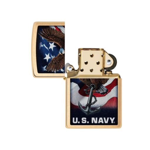 Zippo U.S. Navy Eagle Anchor & Flag Brushed Chrome - 48549 - Hình ảnh 2
