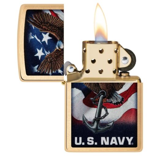Zippo U.S. Navy Eagle Anchor & Flag Brushed Chrome - 48549 - Hình ảnh 4