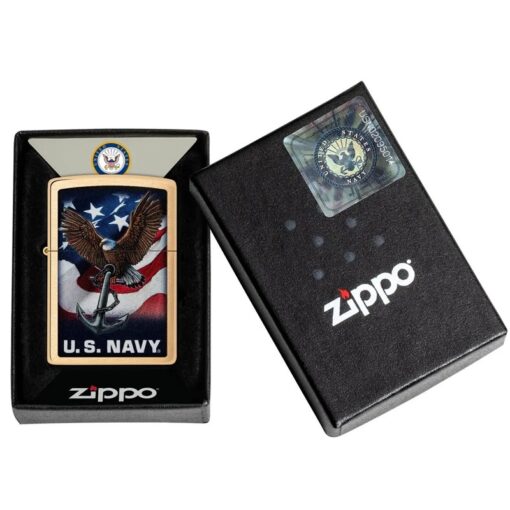 Zippo U.S. Navy Eagle Anchor & Flag Brushed Chrome - 48549 - Hình ảnh 6