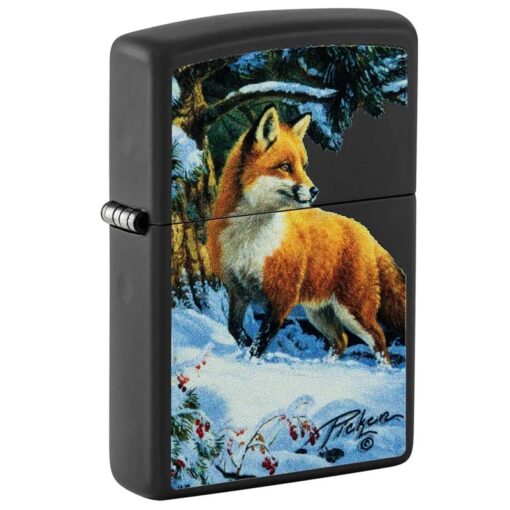Zippo Linda Pickens Fox Design Black Matte - 48596