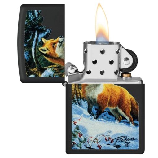 Zippo Linda Pickens Fox Design Black Matte - 48596 - Hình ảnh 4