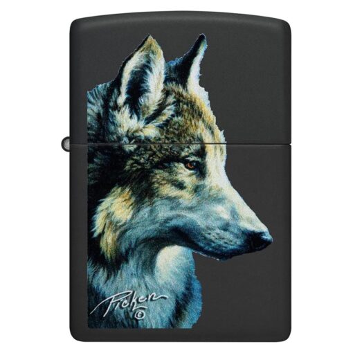 Zippo Linda Pickens Wolf Design Black Matte - 48598 - Hình ảnh 3