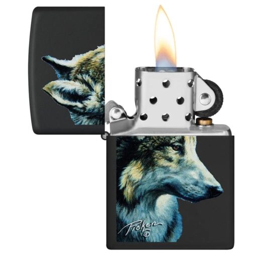 Zippo Linda Pickens Wolf Design Black Matte - 48598 - Hình ảnh 4