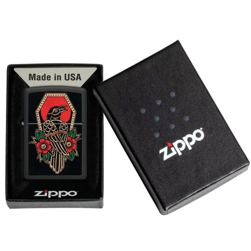 Zippo Crow Tattoo Design Black Matte - 48611 - Hình ảnh 6