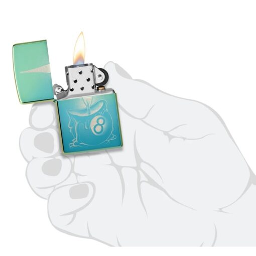 Zippo Eight Ball Tattoo Design High Polish Teal - 48615 - Hình ảnh 5