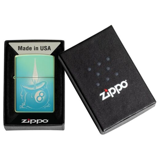 Zippo Eight Ball Tattoo Design High Polish Teal - 48615 - Hình ảnh 6