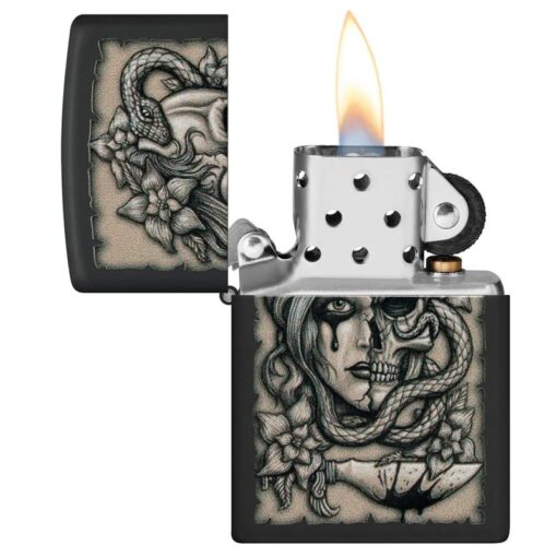Zippo Gory Tattoo Design Black Matte - 48616 - Hình ảnh 4