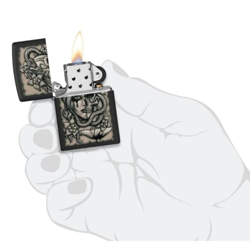 Zippo Gory Tattoo Design Black Matte - 48616 - Hình ảnh 5