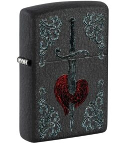 Zippo Heart Dagger Tattoo Design Black Crackle - 48617