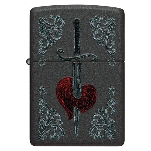 Zippo Heart Dagger Tattoo Design Black Crackle - 48617 - Hình ảnh 3