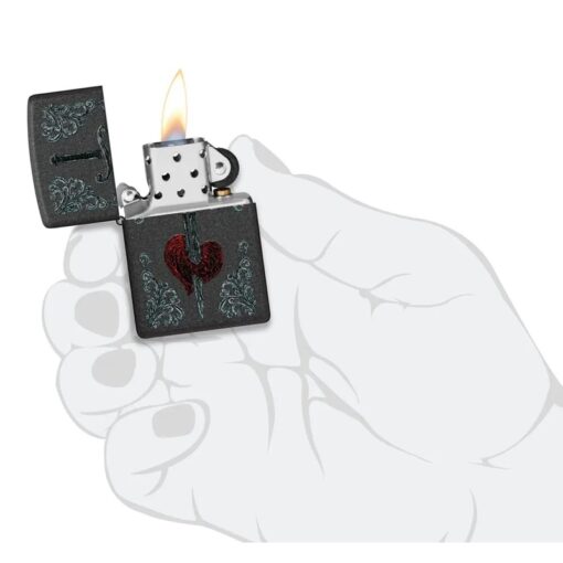 Zippo Heart Dagger Tattoo Design Black Crackle - 48617 - Hình ảnh 5