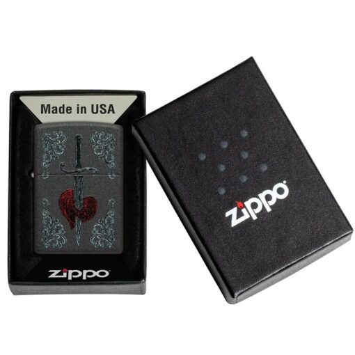 Zippo Heart Dagger Tattoo Design Black Crackle - 48617 - Hình ảnh 6