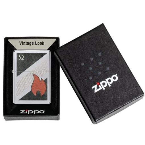 Zippo 32 Flame Design Vintage High Polish Chrome - 48623 - Hình ảnh 6