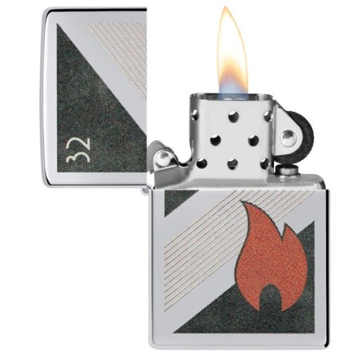 Zippo 32 Flame Design Vintage High Polish Chrome - 48623 - Hình ảnh 4