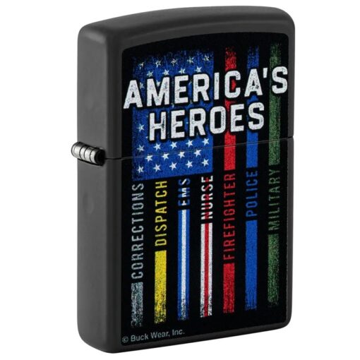 Zippo Buckwear America’s Heroes Design Black Matte - 48634