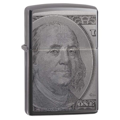Zippo Hundred Dollar Bill Black Ice - 49025