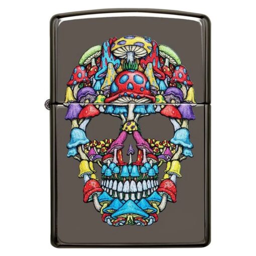 Zippo Mushroom Skull Design Black Ice - 49135 - Hình ảnh 3