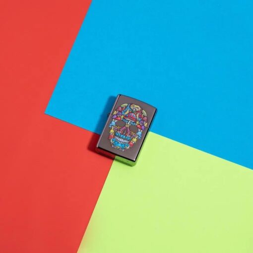 Zippo Mushroom Skull Design Black Ice - 49135 - Hình ảnh 7