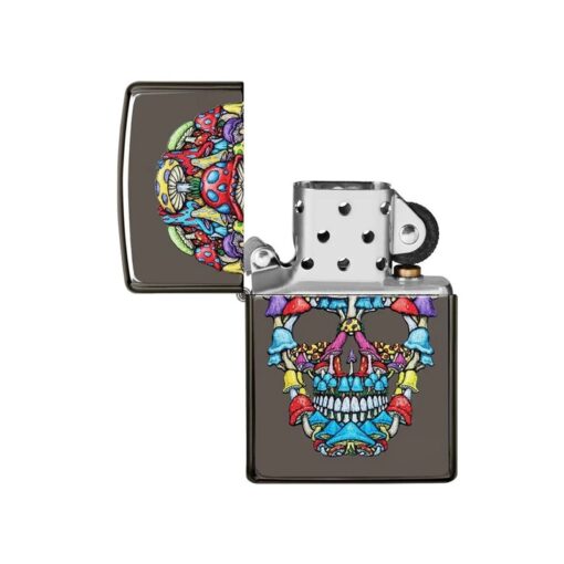 Zippo Mushroom Skull Design Black Ice - 49135 - Hình ảnh 2
