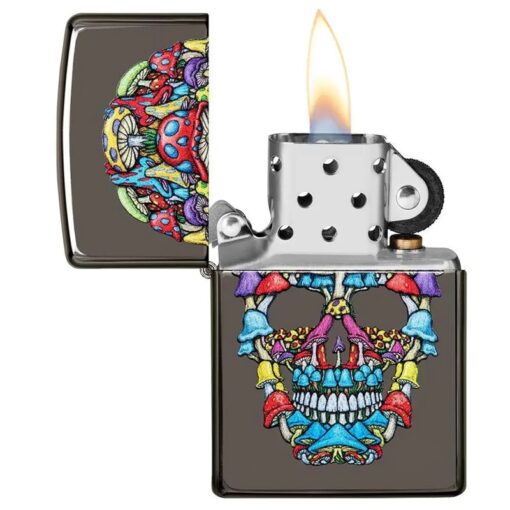 Zippo Mushroom Skull Design Black Ice - 49135 - Hình ảnh 4