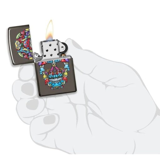 Zippo Mushroom Skull Design Black Ice - 49135 - Hình ảnh 5