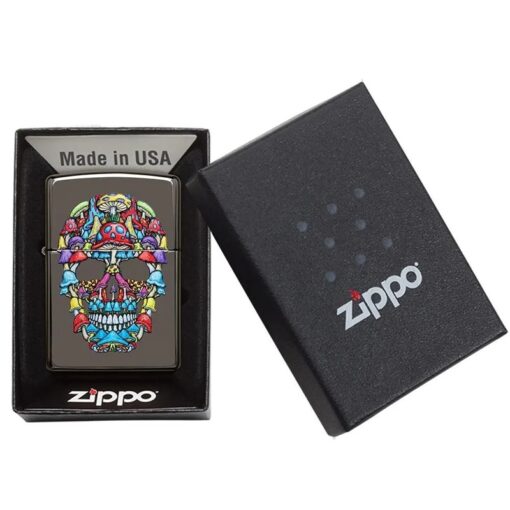 Zippo Mushroom Skull Design Black Ice - 49135 - Hình ảnh 6