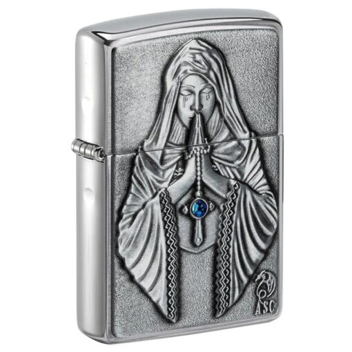 Zippo Anne Stokes Gothic Prayer Emblem Brushed Chrome - 49756