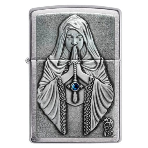 Zippo Anne Stokes Gothic Prayer Emblem Brushed Chrome - 49756 - Hình ảnh 3