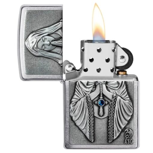 Zippo Anne Stokes Gothic Prayer Emblem Brushed Chrome - 49756 - Hình ảnh 4