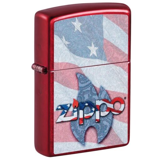Zippo Flag Design Candy Apple Red - 49781