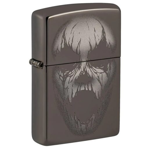 Zippo Screaming Monster Design Photo Image Black Ice - 49799
