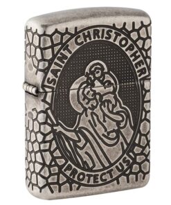 Zippo Armor St. Christopher Medal Design Antique Silver - 49160