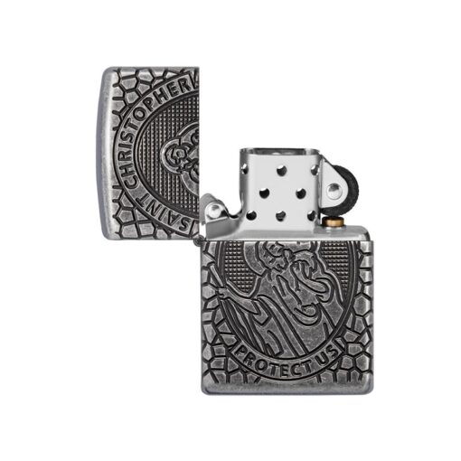 Zippo Armor St. Christopher Medal Design Antique Silver - 49160 - Hình ảnh 2