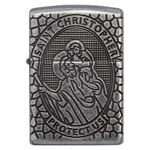 Zippo Armor St. Christopher Medal Design Antique Silver - 49160 - Hình ảnh 4