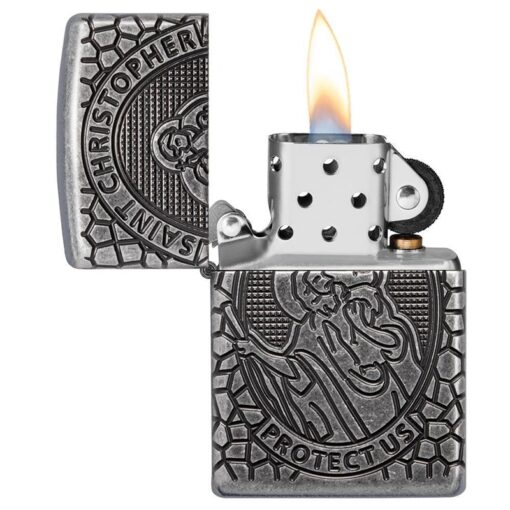 Zippo Armor St. Christopher Medal Design Antique Silver - 49160 - Hình ảnh 6