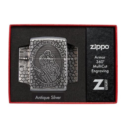Zippo Armor St. Christopher Medal Design Antique Silver - 49160 - Hình ảnh 8
