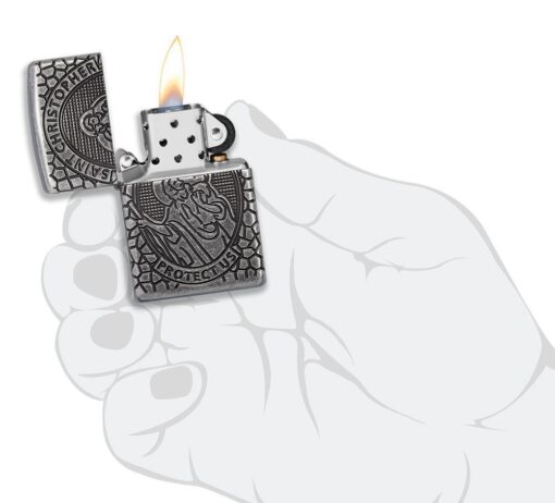 Zippo Armor St. Christopher Medal Design Antique Silver - 49160 - Hình ảnh 7