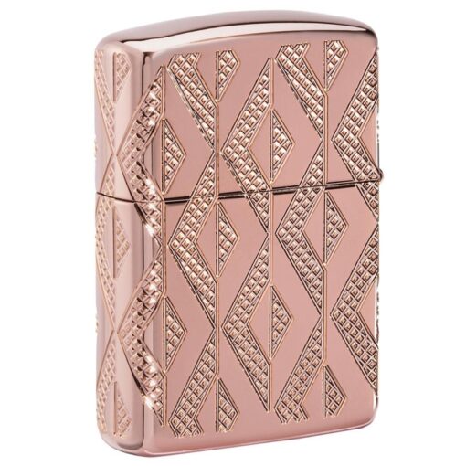 Zippo Armor Geometric Diamond Pattern Design Rose Gold - 49702 - Hình ảnh 3